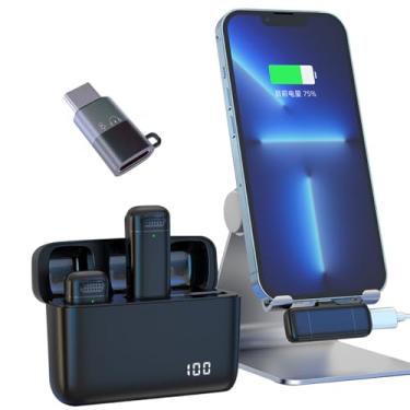 Imagem de JoyGeek Microfone Lavalier sem fio, cancelamento de ruído Android, recebido com precisão, microfone de lapela com 2 mini microfones, microfone Lav