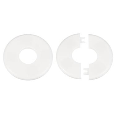 Imagem de HARFINGTON 2 peças de flange de parede 33,5 mm/1,3" placas de cobertura de encanamento autoadesivas plástico ABS placa redonda design de fivela para tubo de água banheiro decoração de cozinha, branco