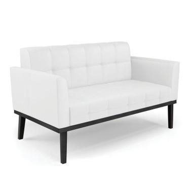Imagem de Sofá Namoradeira 2 Lugares Base De Madeira Preto Elisa Corino D03 - D'rossi Cor Branco