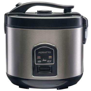 Imagem de Panela Elétrica de Arroz Legumes Inox 10 Xícaras 110V Antiaderente 700W Arrozeira Inox Agratto 127V