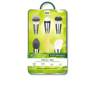Imagem de EcoTools Wake Up + Glow Conjunto de pincéis de maquiagem intercambiáveis com estojo, com esponja de maquiagem Beauty Blender, pincel aplicador de silicone para máscara facial, removedor