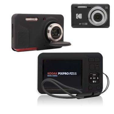 Imagem de Capa para Kodak PIXPRO FZ55, capa protetora de silicone para câmera NOUKAJU com cordão, à prova de quedas, à prova de choque, à prova de poeira, capa protetora para câmera Kodak PIXPRO FZ55 (preto)