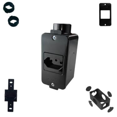 Imagem de Kit Tomada Preta Simples 10 Amperes + Conduíte Pvc Reforçado (Cinza)