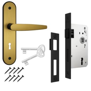 Imagem de Kit 1 Fechadura Maçaneta Residencial Completa Stam Interna Oxidada Bronze 814/33 Porta Madeira Quarto Caixa 40mm