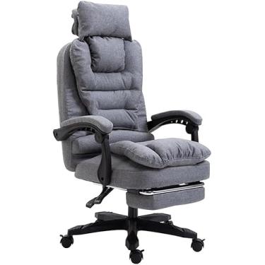 Imagem de Cadeira De Braço Cadeira De Escritório Executiva Mesa De Escritório Em Casa De Tecido Com Encosto De Cabeça E Braços Encosto Ajustável Cadeira De Jogos Giratória, Grizzle, One Size