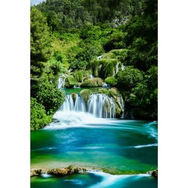 Imagem de Baocicco 1,5 x 2,12 m, cenário de floresta tropical verde, pano de fundo de rio limpo, água, outono, lago, fotografia, casamento, lua de mel, aniversário, festa de aniversário, aventura, sessão de