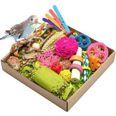 Imagem de LOPERDEVE Brinquedo Natural Para Pássaros, Papagaios Forrageadores, Brinquedos De Trituração, Caixa De Brinquedos Para Conure, Brinquedos De Mastigação Para Calopsita, Periquito, Periquito, Pássaros