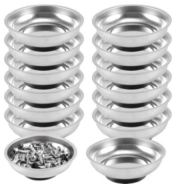 Imagem de FUNSUEI 15 pacotes de bandeja magnética de 7,6 cm, tigela magnética de aço inoxidável, bandeja de peças magnéticas redondas para pinos, parafusos, porcas, peças pequenas