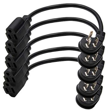 Imagem de Cabo de alimentação de extensão de 30 cm, certificado pela UL, aprovado pela CSA, perfil ultra baixo de 30 cm - conjunto de 5