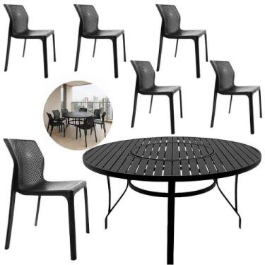 Imagem de Mesa de Alumínio 1,40m Centro Giratório 6 Cadeiras Laryssa Polipropile