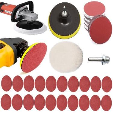 Imagem de 20 Lixas 7 Polegadas 180mm + 1 Boina Lã + 1 Disco Prato + 1 Adaptador 