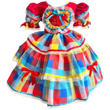 Imagem de Vestido Junino Festa Colorido Babados e Brilho para o Arraiá Menina