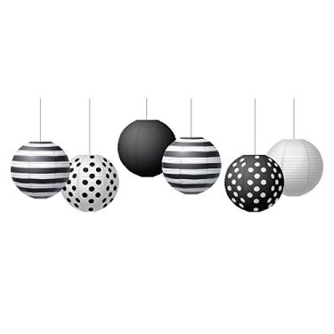 Imagem de Lanternas de papel penduradas em preto e branco de 20,32 cm