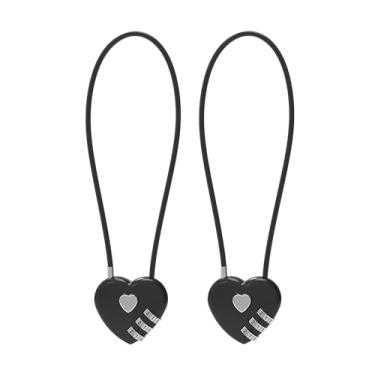 Imagem de UP Security Cadeado de combinação pequeno em forma de coração - Bonito cadeado de código de 3 dígitos para bagagem, armário de academia, mochila, mala, seguro para viagem e proteção elegante (preto +