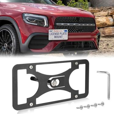 Imagem de Moldura frontal sem furadeira compatível com Mercedes-Benz GLB 2020-2023 Suporte de montagem de gancho de reboque para placa de carro antifurto Capas de etiqueta de carro à prova de ferrugem