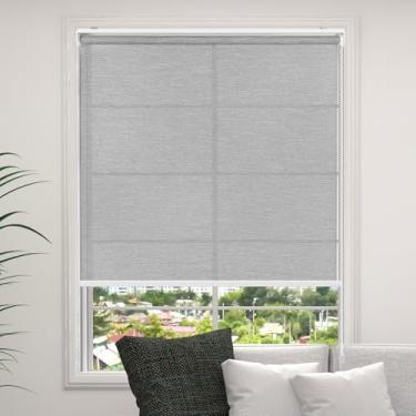 Imagem de RED GRAPES Persianas de rolo de filtragem de luz para janelas internas, tecido jacquard, proteção UV, para casa, quarto, sala de estar, fácil de instalar, 2 peças (86 cm L x 182 cm A, cinza)
