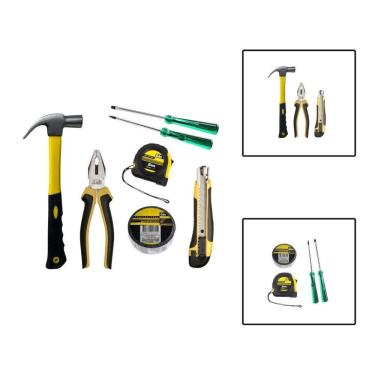 Imagem de Kit Martelo Alicate Trena Fita Estilete Chave Fenda Philips