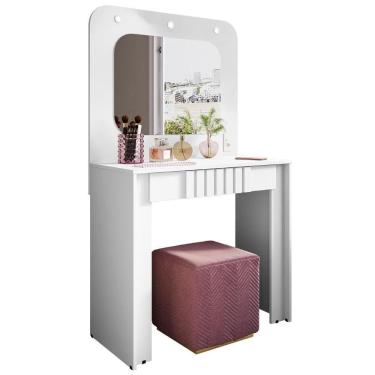 Imagem de Penteadeira Camarim 90cm Com Espelho Lilian Branco B02 - Mpozenato
