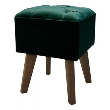 Imagem de Puff Quadrado Capitonê Pé Palito - Cerâmica Regina, Verde Musgo