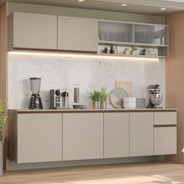 Imagem de Armário De Cozinha Completa 240 Cm Suspenso Nice Madesa 04 Crema
