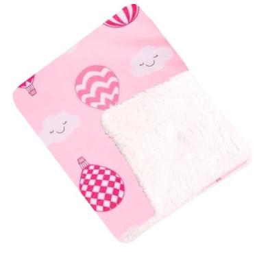 Imagem de Cobertor Para Bebê Estampado Dupla Face Manta Balões Rosa