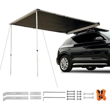 Imagem de Toldo De Rack De Teto, Toldo De Carro Ajustável Em Altura, Toldo Lateral Retrátil Do Carro Com Bolsa De Armazenamento à Prova D'água, One Color, 160x250cm/5.2x8.2ft