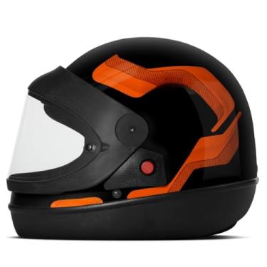Imagem de Capacete Moto Fechado Integral Masculino Feminino Automático Pro Tork Sport Moto 788 viseira Cristal Transparente (60,PRETO - LARANJA)