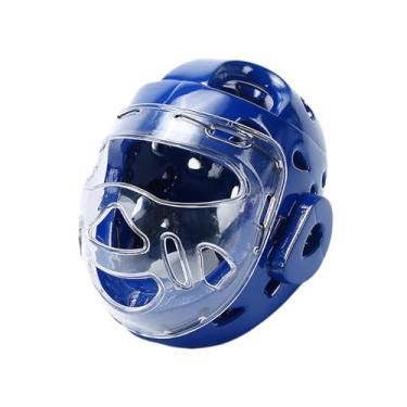 Imagem de Deevoka Proteção para testa e ouvidos de karatê, protetor de cabeça para crianças e adultos, proteção para cabeça de taekwondo para treinamento de luta livre, Azul, L