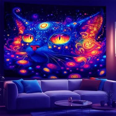 Imagem de NYZE Tapeçaria espacial astronauta para quarto, tapeçaria de parede que brilha no escuro, decoração de quarto, decoração de quarto, galáxia legal, planeta, pendurar na parede para homens, homens, sala