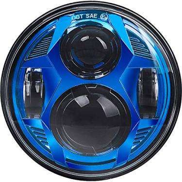 Imagem de Farol de LED de motocicleta 5-3/4 5,75 compatível com Harley Davidson Dyna Street Bob Iron 883 Sportster Super Wide Glide Low Rider Night Rod Softail Custom Indian Scout Triumph Headlamp-azul