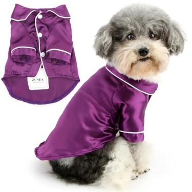 Imagem de Zunea Pijamas para cães pequenos tamanho PP/P para cães com lapela sintética macia, roupa de dormir para filhotes, roupa de dormir de duas pernas, roupa de dormir para uso interno, chihuahua yorkie,