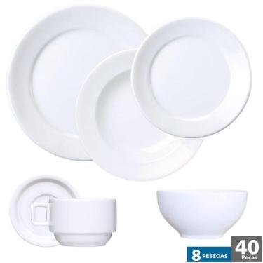 Imagem de Jogo Jantar Chá 48 Peças C/ Bowl Sopa Bar Hotel Porcelana Germer 8 Pes