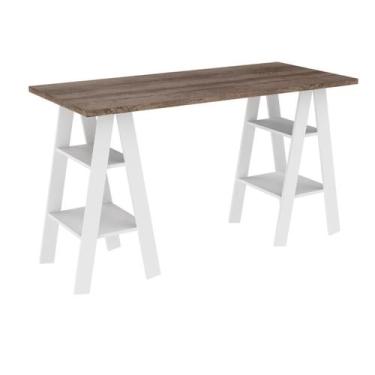 Imagem de Escrivaninha Cavalete com 4 Prateleiras Rústico/Branco MB1034 Movelben