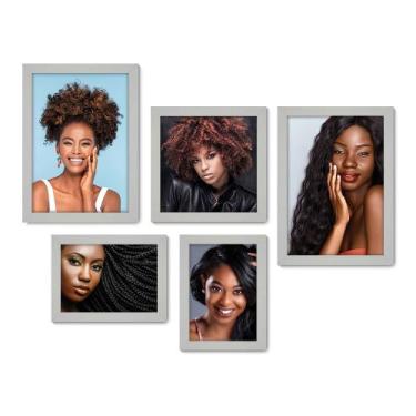 Imagem de Kit Com 5 Quadros Decorativos - Salão de Beleza - Cabelos Afros - 175k