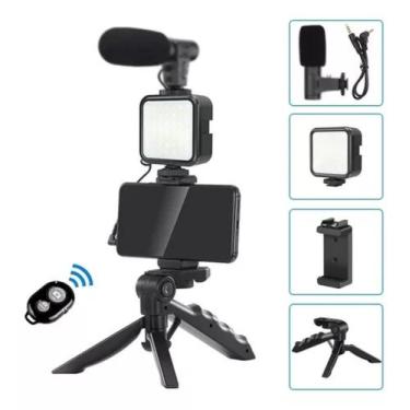 Imagem de Vlog Kit De Vídeo suporte Celular Com Tripé Microfone Led Luz Com Esta