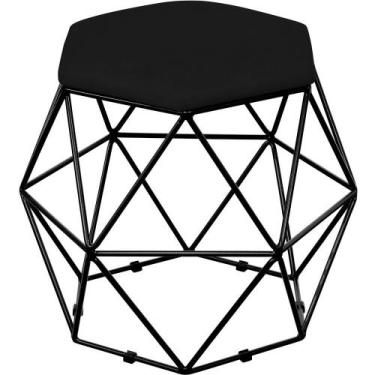 Imagem de Puff Decorativo Aramado Preto Six Suede Preto - Lyam Decor