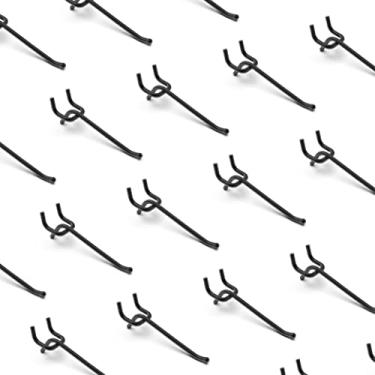 Imagem de HUHOLE Ganchos Pegboard Preto 10,16 cm, 25 peças, serviço pesado, apto para placa de pino de 6,35 mm, ganchos utilitários para ferramentas de placa de fixação