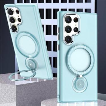 Imagem de Para samsung s23 22 21 ultra puls suporte giratório silicone translúcido fosco resistente à queda caso, céu azul, para samsung s23ultra