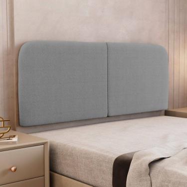 Imagem de Cabeceira Painel Orgânico Cama Box Queen Size Aira 160cm Dobrável Bouclé Cinza Escuro - Desk Design