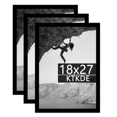 Imagem de KTKDE Conjunto de 3 porta-retratos pretos de 45,7 x 68,5 cm, moldura de pôster, quebra-cabeças, fotos ou ilustração, moldura vertical e horizontal para pendurar na parede