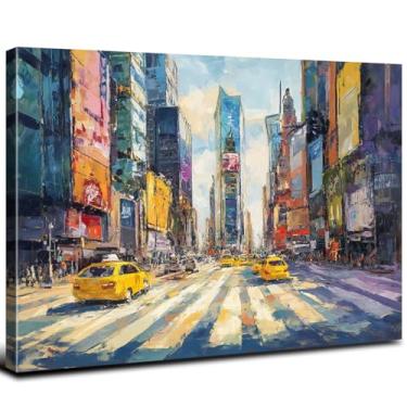 Imagem de Arte abstrata de parede da cidade grafite paisagem urbana impressões de pintura a óleo para sala de estar EUA cena urbana decoração de parede Times Square Broadway Taxi Cabs tela imagem quarto