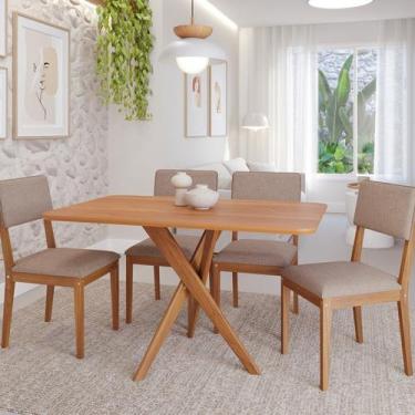 Imagem de Conjunto Sala de Jantar Cacau 130cm sem Vidro com 4 Cadeiras Sabiá - C
