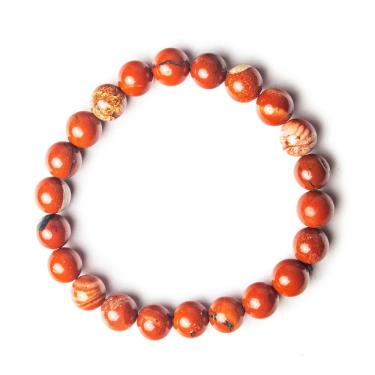 Imagem de Pulseira Bolinha Jaspe Africano Natural 8mm Fio Silicone