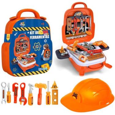 Imagem de Maleta de Ferramentas Infantil Construtor Engenheiro Profissões 4 em 1