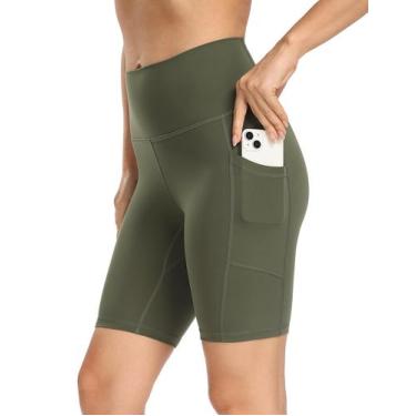 Imagem de Shorts de ioga YUNOGA, cintura alta, costura interna de 8 cm com bolso