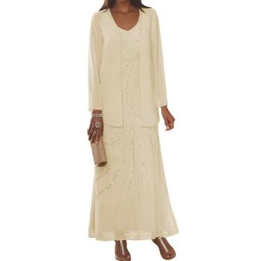 Imagem de Vestido Mãe da Noiva Clothfun Chiffon A-Line Champagne