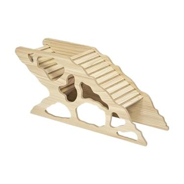 Imagem de WeiLaiKeQi Casa de madeira para hamster, decoração de habitat lavável para hamster, brinquedo de exploração, castelo para animais de estimação pequenos, Style C