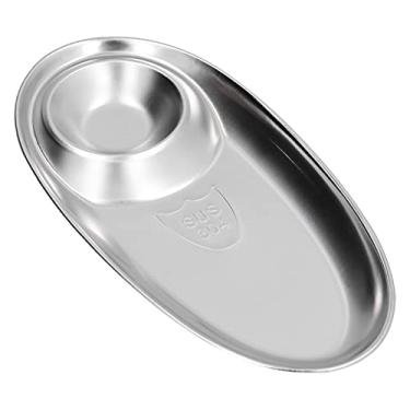 Imagem de YOUTHINK Placa de Lanche de Aço Inoxidável, Bandeja Dividida do Condimento para Casa, Cozinha, Festa, Camping Ao Ar Livre, Churrasco, (Pequeno)