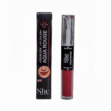 Imagem de Batom líquido fosco Aqua Rouge e duo de brilho labial transparente da She Makeup (AR11 vermelho escarlate)