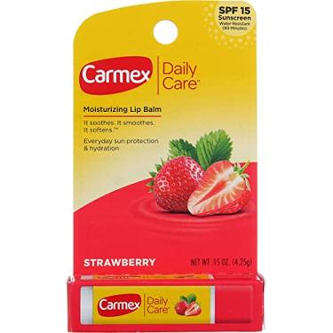 Imagem de Carmex Protetor labial hidratante Click-Stick FPS 15, morango, 4,3 g (pacote com 4)